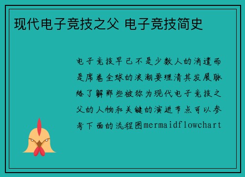 现代电子竞技之父 电子竞技简史